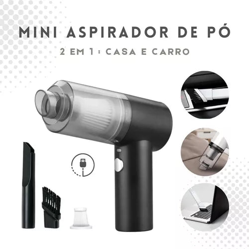 Aspirador Portátil Recarregável USB Ideal para Carro e Casa